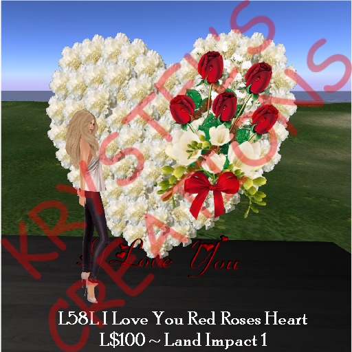L58L Large I Love You White & Red Floral Heart (Rezz Me)