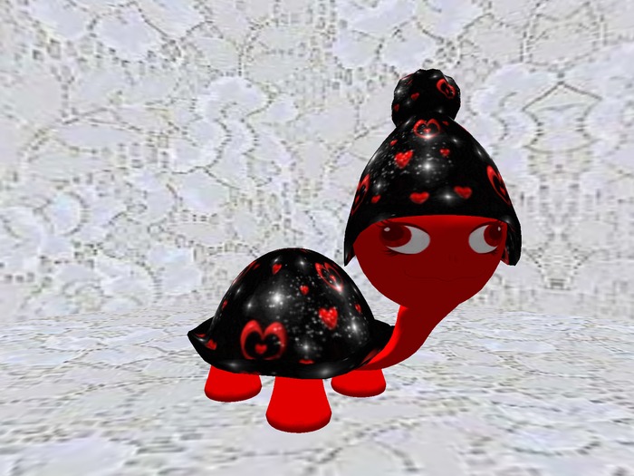 Cute Turtle Valentines Black & Red Multi