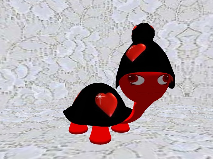 Cute Turtle Valentines Black & Red Large