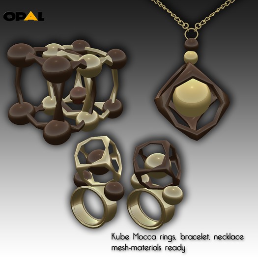 {Opal} Kubes Mocca ring,bracelet,necklace