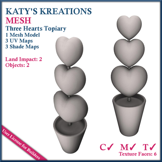 *KK* MESH Three Hearts Topiary Vendor