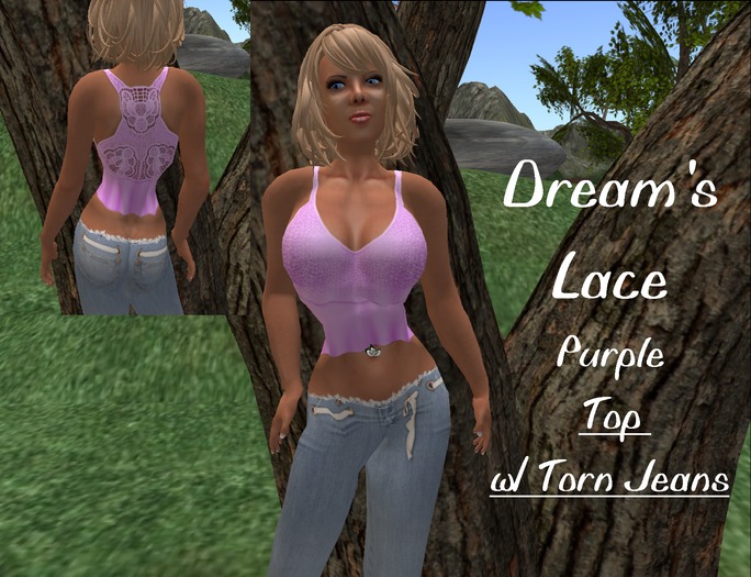 Dream's Lace Top  ( PURPLE )  w/Jeans