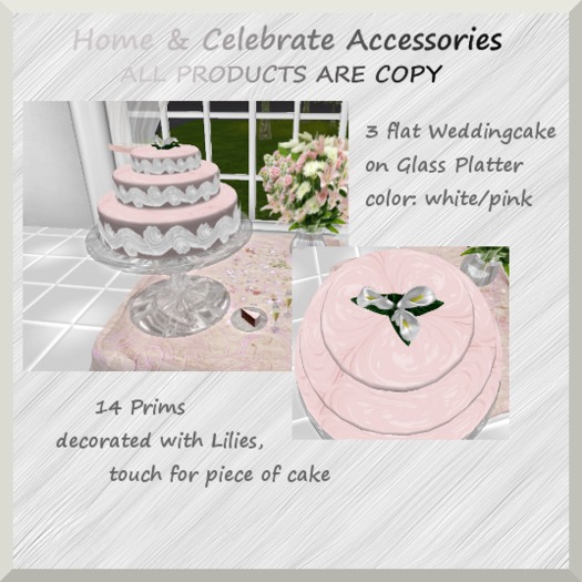 3 flat Wedding cake on stand / Box