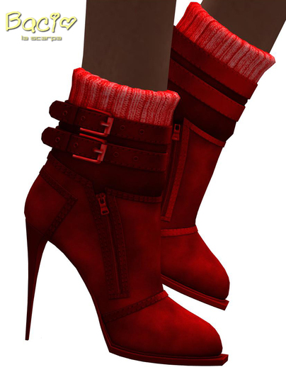 Bacio * Mesh  ancle boots high heels red socks  BOX
