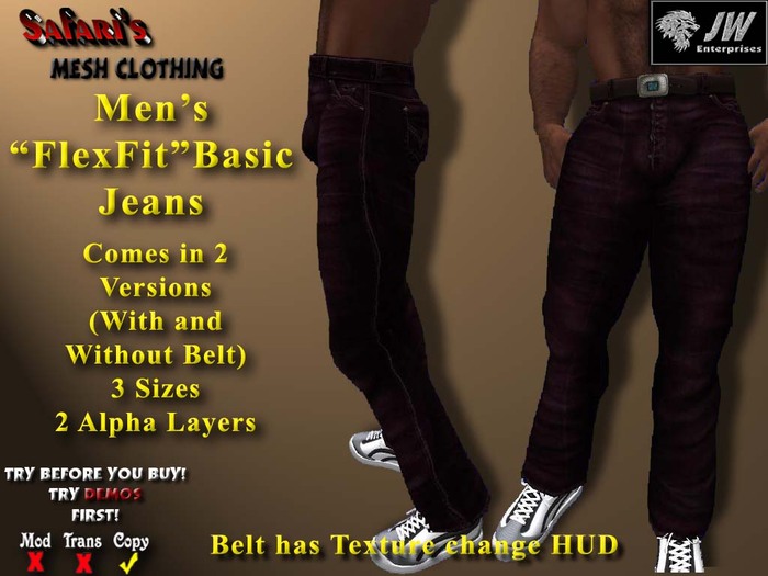 Safari's "FlexFit" - Men's Basic Jeans (Burgundy)
