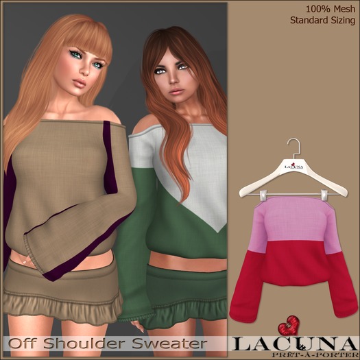 *LACUNA* Off Shoulder Sweater - Pink Pash & Samba