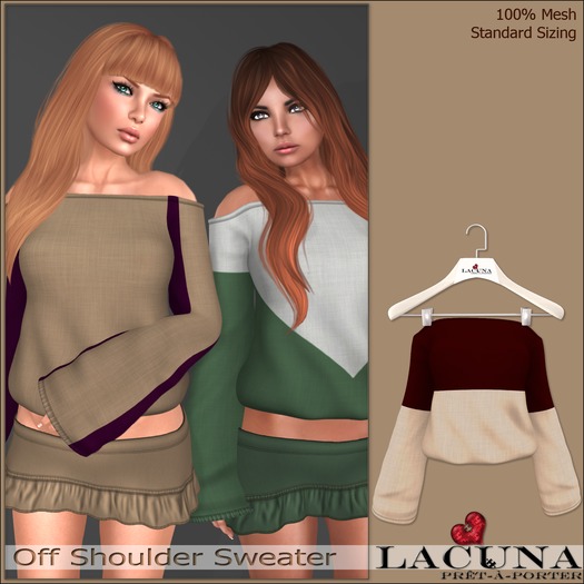*LACUNA* Off Shoulder Sweater - Rouge & Almond