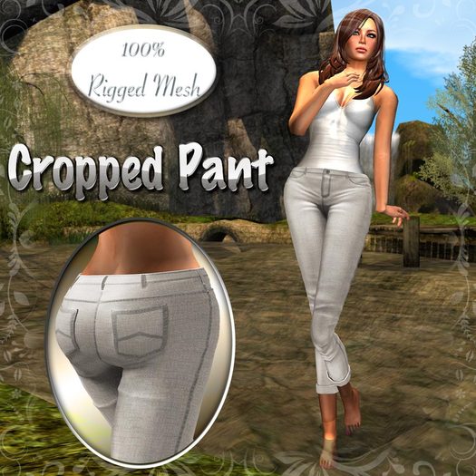 100% MESH RIGGED Cropped Pants White