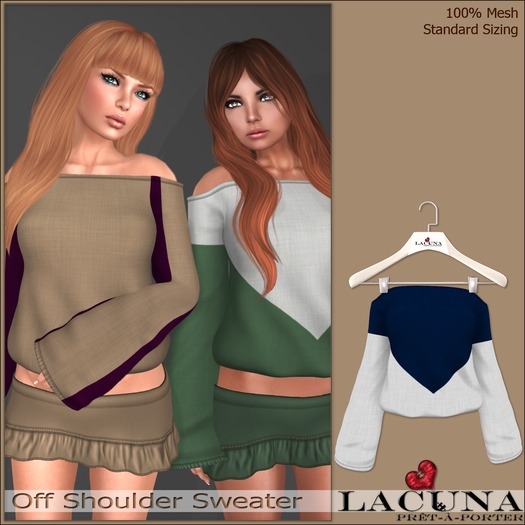 *LACUNA* Off Shoulder Sweater - Royal Blue & White