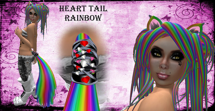 Neko Kitty Heart Tail Rainbow