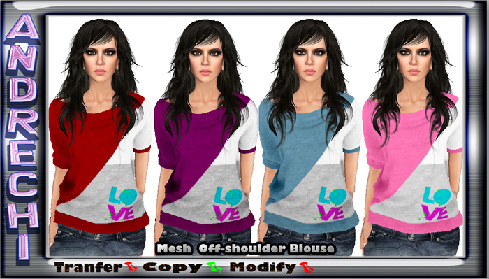 "=AnDreChi="  - Mesh_Ladies Off-shoulder Blouse - Paquete