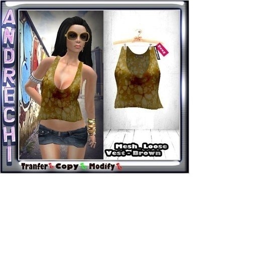 "=AnDreChi=" -Mesh_Loose Vest - BROWN- R
