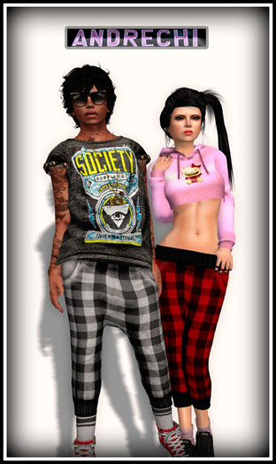 "=AnDreChi="  mesh Drop-Crotch Pants Paquete