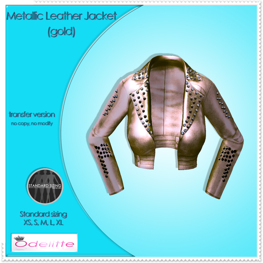 Odelitte Metallic Leather Jacket (gold)