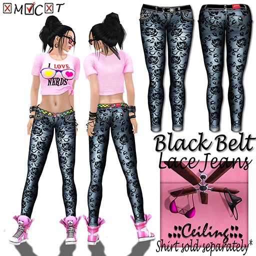 .::Ceiling::. Lace Mesh Jeans Black