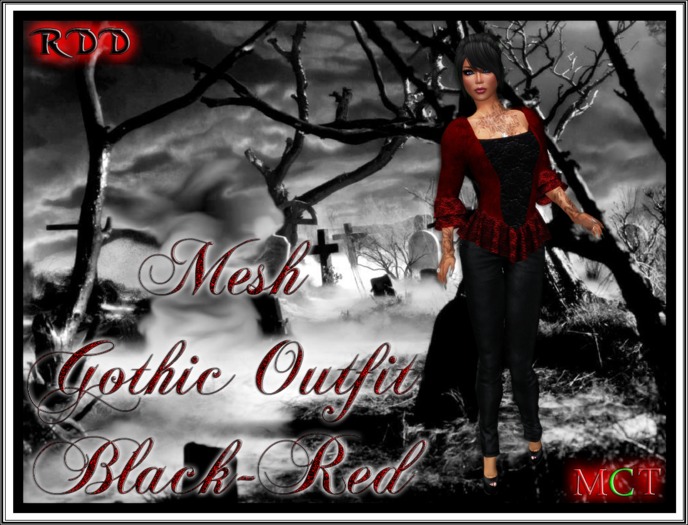 Mesh Gothic Outfit Black Red