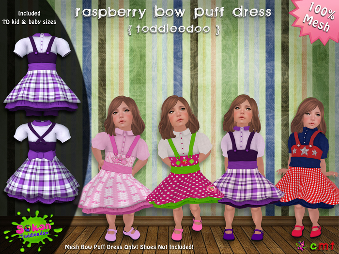 [SKTD] Toddleedoo Raspberry Bow Puff Mesh Dress