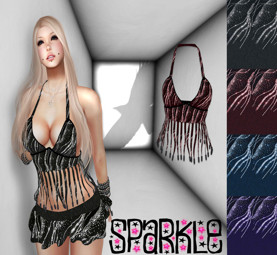 *MB* Red sparkle Beaded Fringe Top Boxed