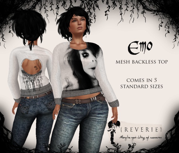 {REVERIE} Mesh Ladies Backless Top - Emo