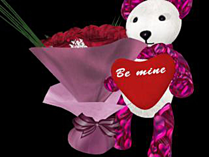 VALENTINE TEDDY BE MINE (10) WITH ROSES BOUQUET-BOXED
