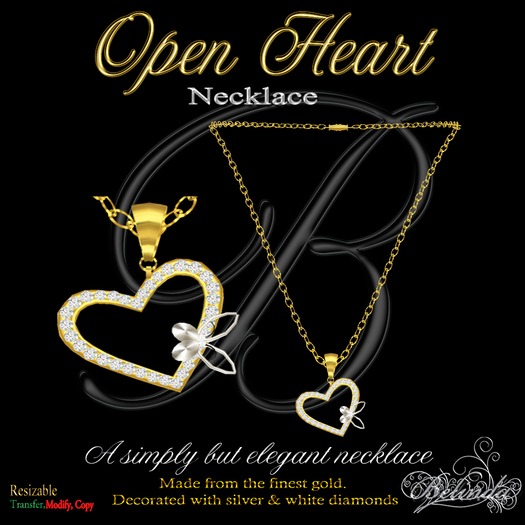 Open Heart - Necklace - Silver  - GB