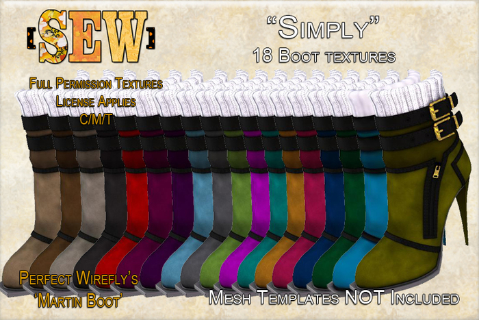 [SEW] Full Permission Textures - Perfect Wirefly's Martin Boots - Simply