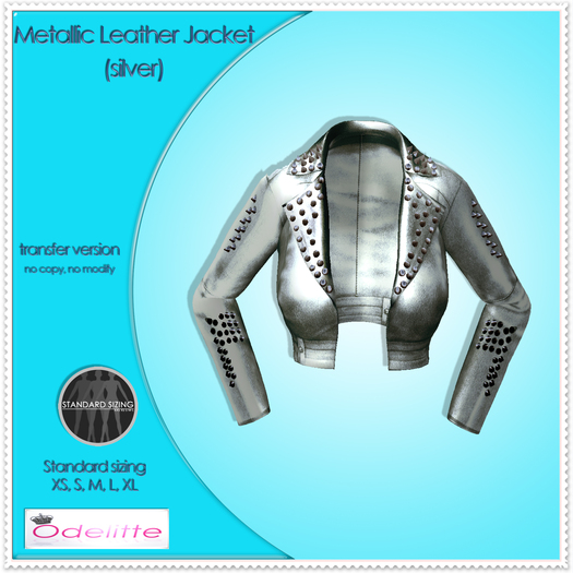 Odelitte Metallic Leather Jacket (silver)