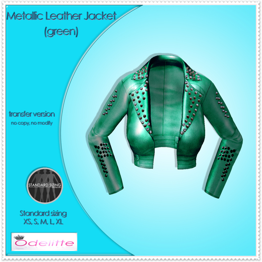 Odelitte Metallic Leather Jacket (green)