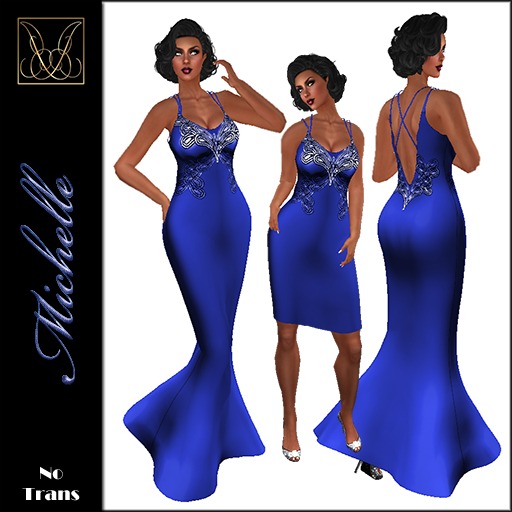 JCD Michelle Blue Mesh Formal&Cocktail Dresses (bagged)