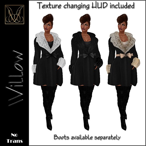 JCD Willow Bronze Mesh Coat w/texture changing HUD (bagged)