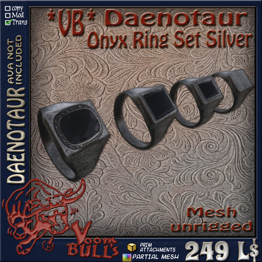 *VB* Daenotaur - Onyx Ring Set Silver