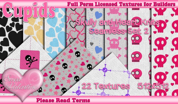 *Cupids Textures * 22 MISC SKULLY AND HEART KNITS SEAMLESS set 2