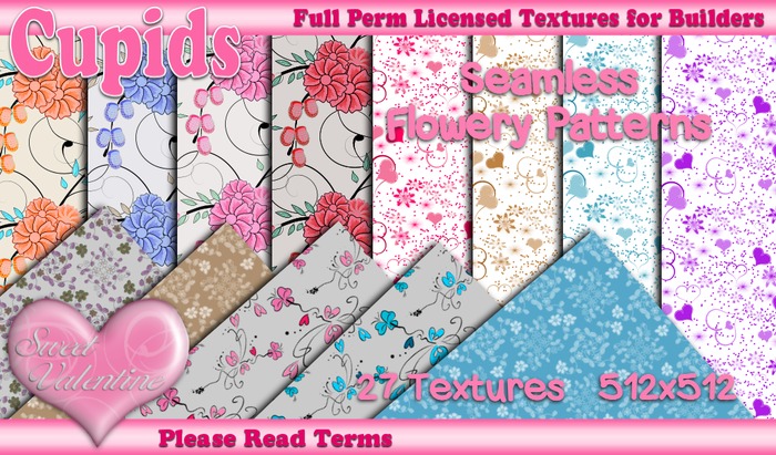 *Cupids Textures * 27 SEAMLESS FLOWERY PATTERNS
