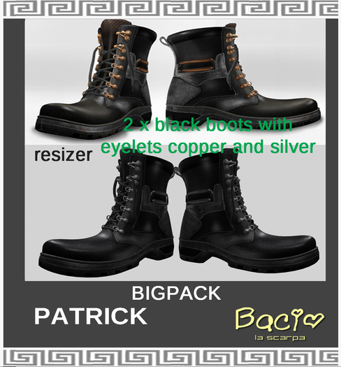 Bacio * Mesh  Men boots  Patrick black BIGPACK BOX