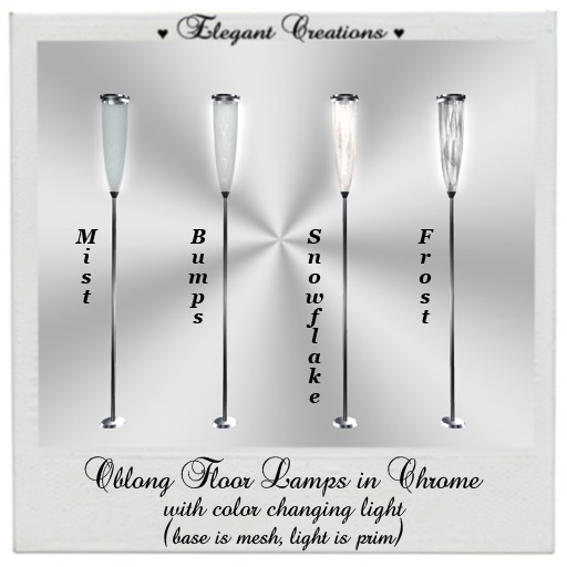 Oblong Floor Lamp Chrome Base Mesh w/Snowflake glass Boxed