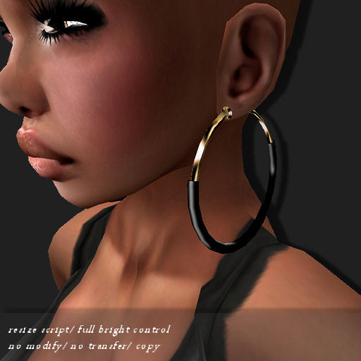 EARRING HOOP BLACK/GOLD      -RYCA-