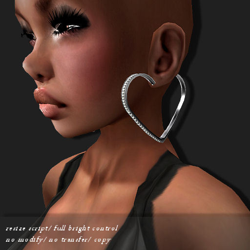 EARRING ICED-HEART PLATINUM      -RYCA-