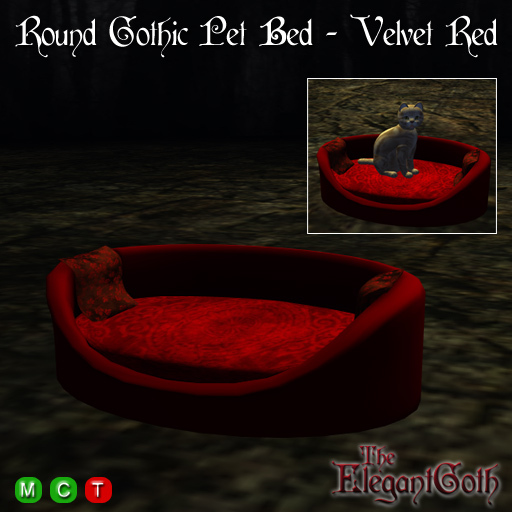 Round Gothic Pet Bed - Velvet Red