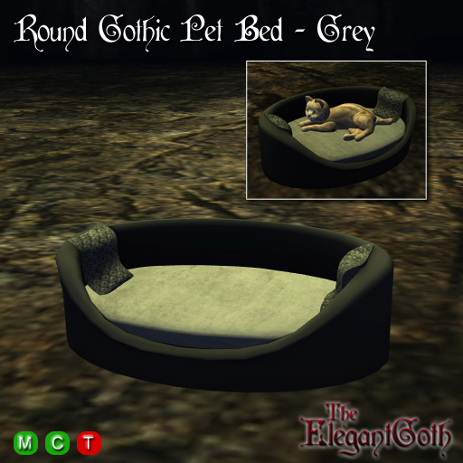 Round Gothic Pet Bed - Grey