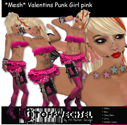 [Stoffwechsel] *Mesh* Valentins Punk Girl pink