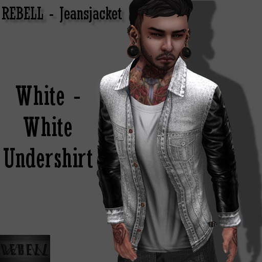 REBELL - Jeansjacket - White - White Undershirt