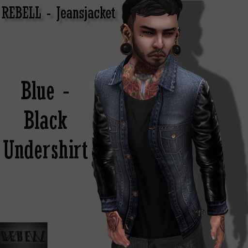 REBELL - Jeansjacket - Blue - Black Undershirt