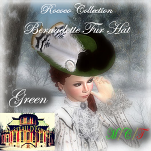 ~CdE~ Rococo Bernadette Hat GREEN