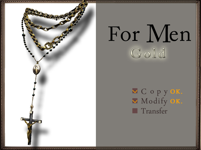 *:..Silvery K..:*Cross Necklace(Mesh)ForMen Gold
