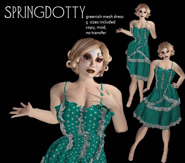 Grim Bros. springdotty blue Spring Delight Dress BOXED