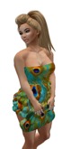 Peacock ruff dress w/ peacock clutch outfit..Raw V!ntage