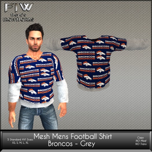 Mesh Mesh Super Bowl Football Shirt - Broncos Grey