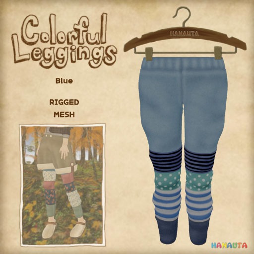 *HANAUTA* - Colorful Leggings =Blue=