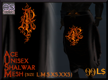 Ace Unisex Shalwar (black+gold 5 sizes mesh) ::ASDesign::