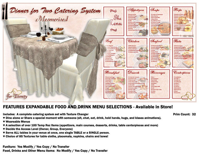 *VRD* Catering - Dinner for Two - Mesmerised (boxed)